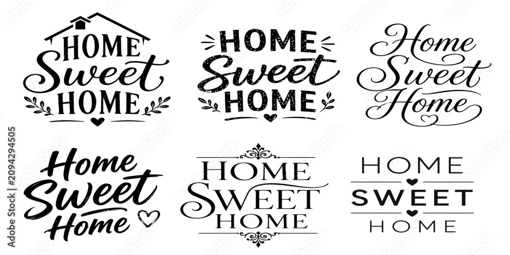 Fototapeta premium Home Sweet Home Typography Text Seamless Pattern Wallpaper