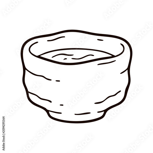 Foto Traditional ceramic dip bowl hand drawn vector icon illustration for serving sid