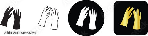Fotografía Protective rubber gloves icon set for hair coloring and beauty salon hygiene