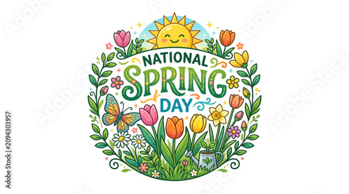Vibrant flowers celebrate National Spring Day with sunny weather and colorful blooms everywhere outside