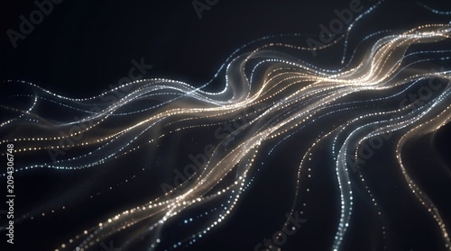 Illuminated Particle Streams Creating Dynamic Light Waves