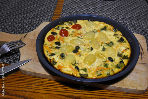 Frittata Italian omelette baked with vegetables.
