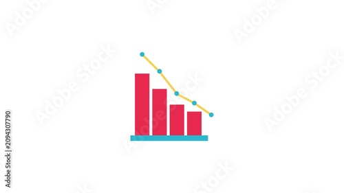 Loss business graph icon animation 4k isolated on white background