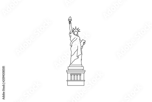 Statue of Liberty New York landmark line art illustration minimal American symbol icon