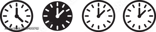 Fotografie Analog Clock Icons. Time Management and Schedule Vector Icon Pack
