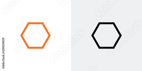 Canvastavla Orange and black outlined hexagon shapes on white background, orange hexagon bla