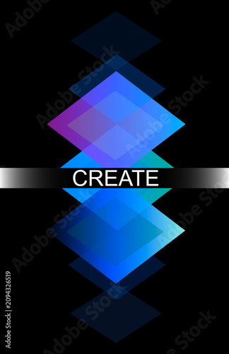 Abstract background with geometric shapes, diamonds and colors, create.. In vertical.