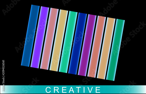 Colored rectangles on a black background. Creative.