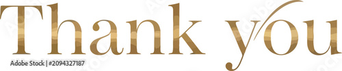 Elegant 'thank you' typography gold foil text on white background for appreciation gratitude