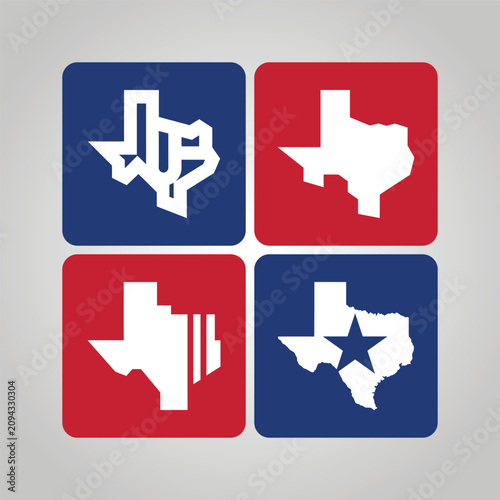 Obraz na płótnie Texas State Shape Variations Flat Vector Illustration Collection