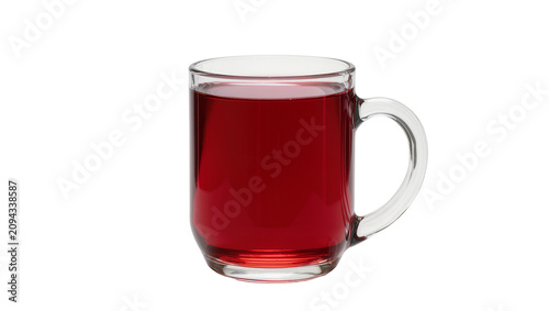 Canvas-taulu Isolated clear glass mug full of refreshing red fruit juice drink ready to quenc