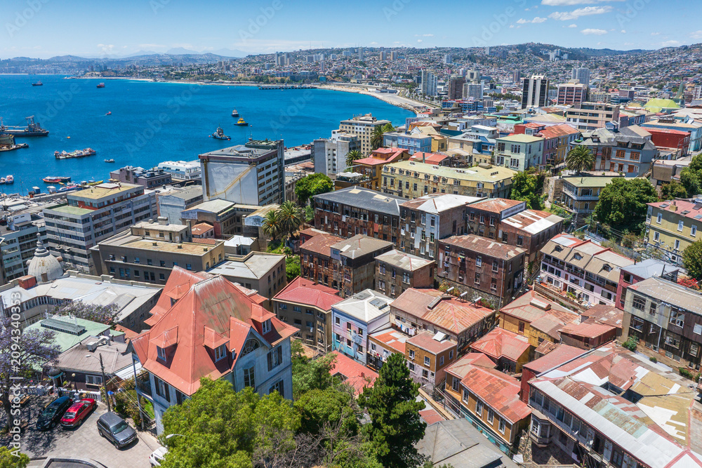 Fototapeta premium Aerial view of Valparaiso, Chile, South America