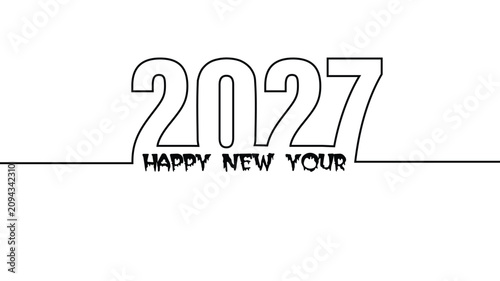 New Year, Happy New Year, 2027 Greeting, Vector Illustration, Black and White Design, Celebration Background