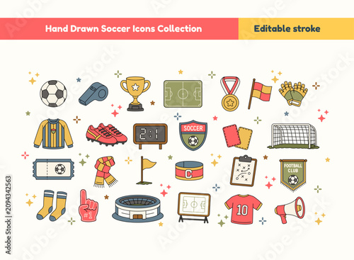 Hand Drawn Soccer Icons Collection