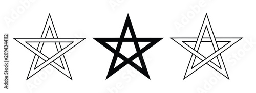 Bild auf Leinwand A set of three geometric five-pointed star symbols in black and white