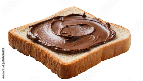 Картината върху платно Isolated delicious toast slice with creamy chocolate hazelnut spread for breakfa