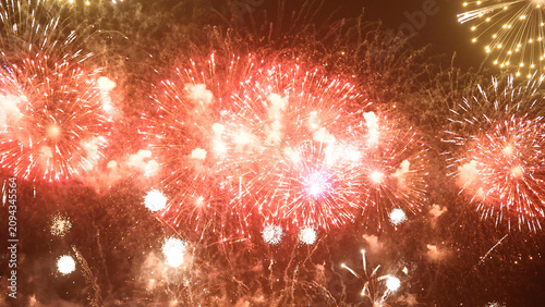 Принти на полотні Amazing real beautiful colorful fireworks background on celebration night event