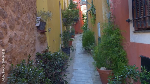 Mediterranean alley with plants in Menton France