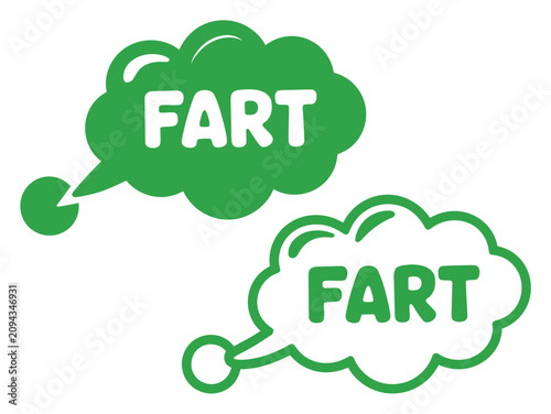 Bild auf Leinwand 清潔な白い背景にソリッドとアウトラインを特徴とする、「fart」という言葉が書かれた2つの緑色の吹き出し
