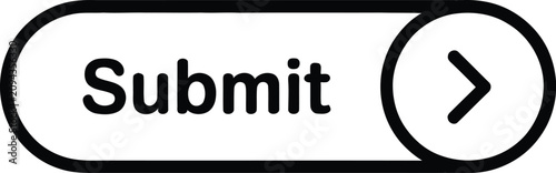 Vector Illustration Featuring Black Silhouette Submit Button Icon with Bold Text and Right Arrow Inside Oval Border Representing Digital Interface