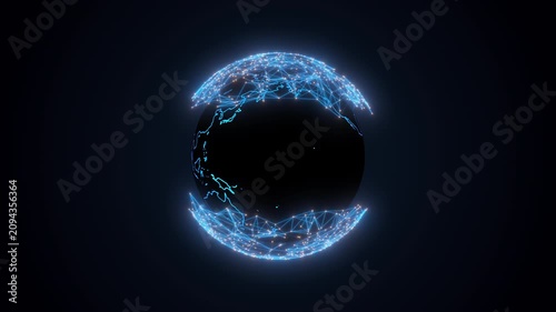 global network animation symbolizing global IT and virtual digital world with AI models visualisation, 4K tech computer generated animation