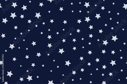 Seamless pattern of silver stars on navy blue background