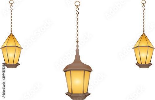 Warm Antique Hanging Lanterns – Soft Amber Glow Background