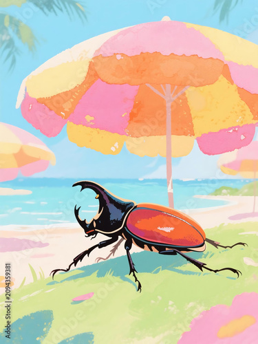 Modern Watercolor Beetle Series Decorative Art Prints
