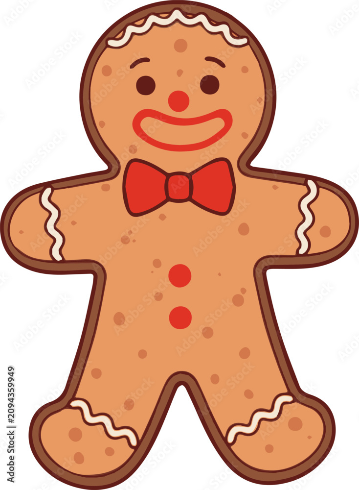 Obraz premium Gingerbread man simple cartoon illustration
