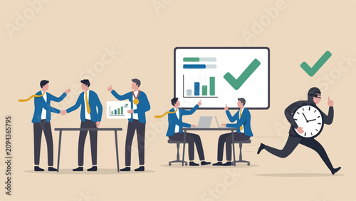 Foto productivity meeting efficiency to finish in deadline, strategy or accomplishmen