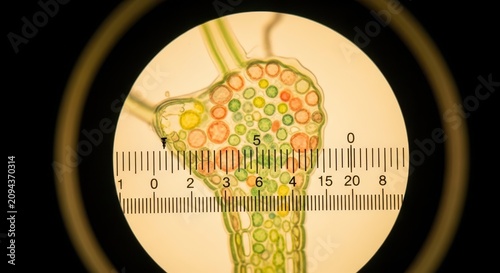 Microscopic Plant Cross-Section with Measurement Graticule