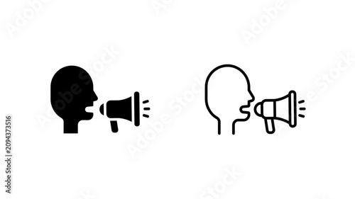 Fotografía Person Shouting Megaphone Glyph Outline Icon Set for Announcement