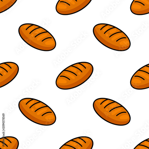 Golden bread loaf seamless pattern on white background, perfect for fabric, wallpaper
