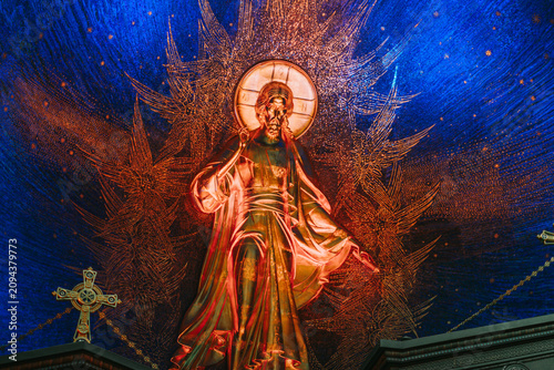 inside an Orthodox church in Russia
