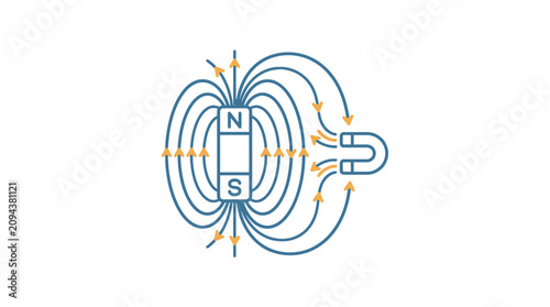 Tableau sur toile Magnetic Field Lines Diagram Vector Illustration