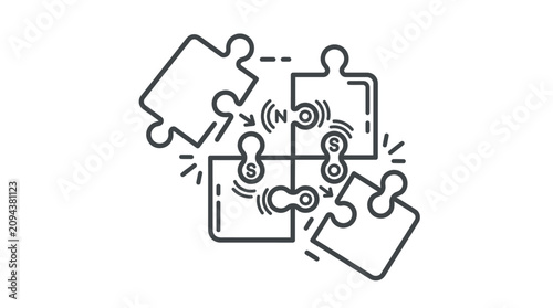 Tableau sur toile Magnetic Puzzle Pieces Vector Illustration