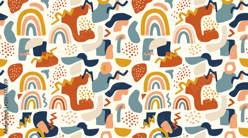 Fotografie Colorful abstract pattern with rainbow shapes.