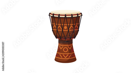 African Djembe Drum Flat Vector Illustration