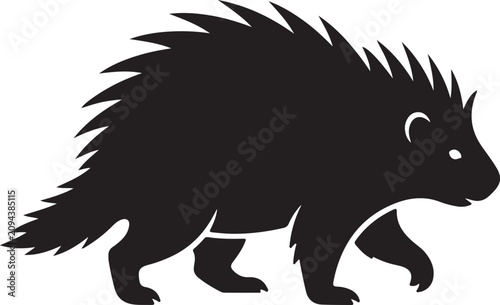 Black silhouette of a walking porcupine animal icon
