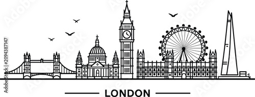 Photos London city skyline horizontal banner with famous landmarks tower bridge big ben