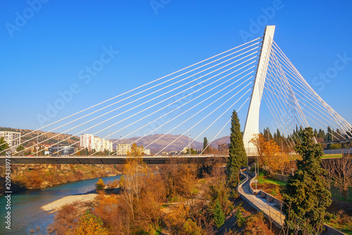 Bild auf Leinwand View of Millennium Bridge over Moraca River