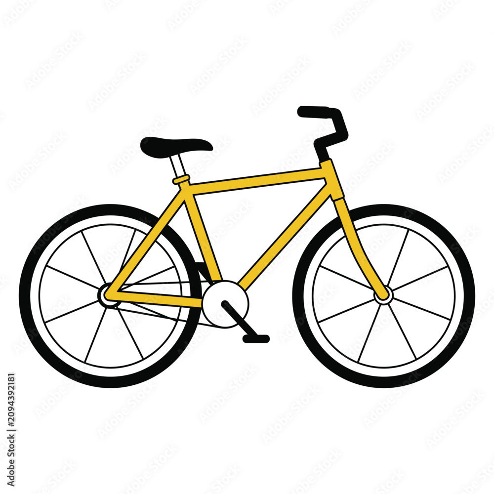 Fototapeta premium Yellow City Bicycle Vector Illustration