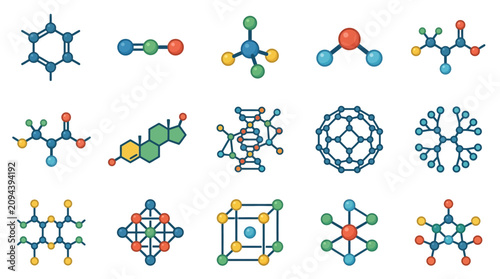 Fotografía Chemical and Molecular Structure Icon Set