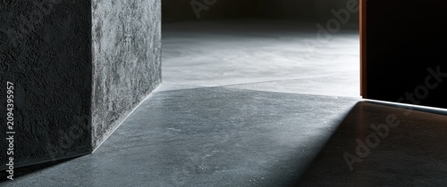Stark minimalist interior with stark geometric shapes and contrasting light and shadow
