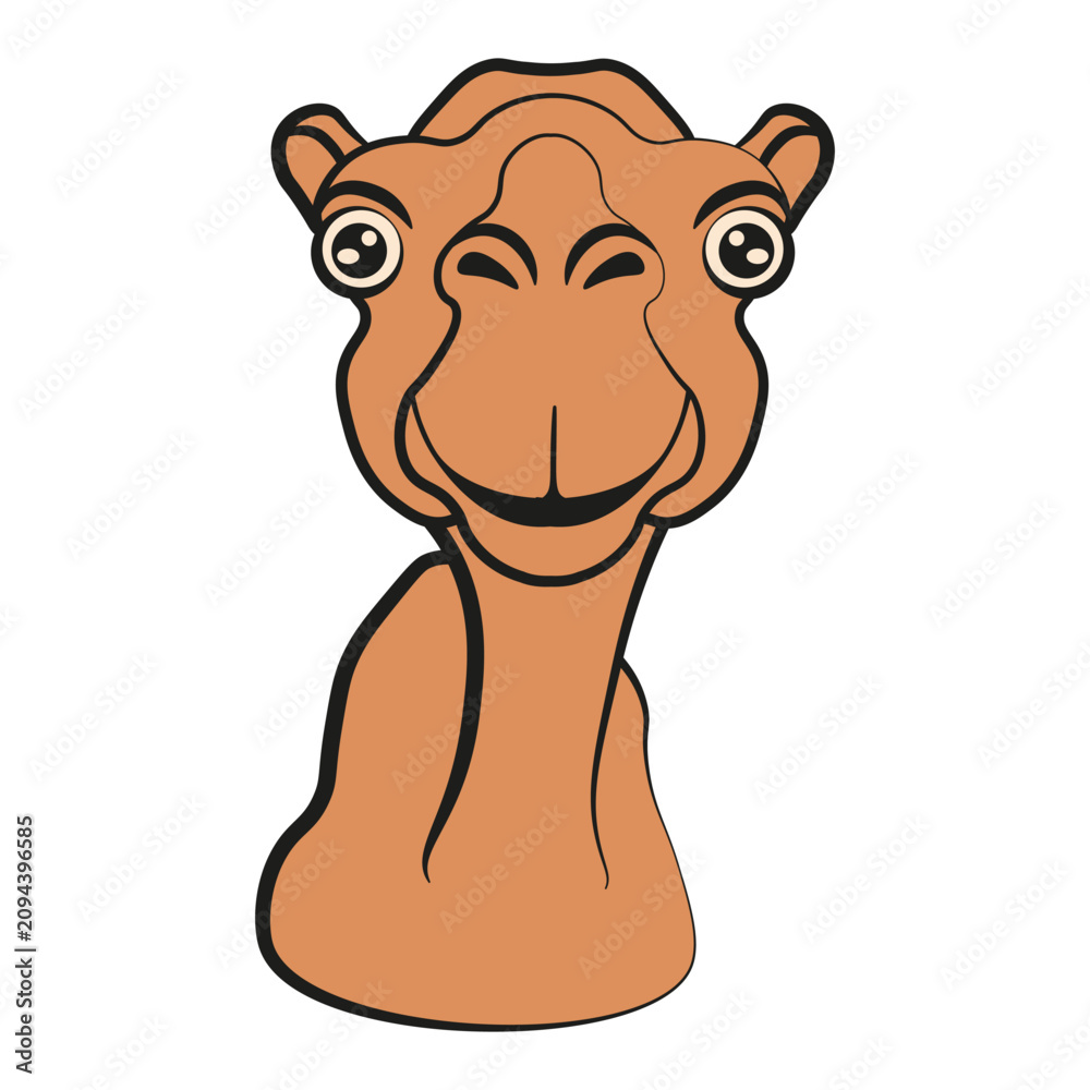 Fototapeta premium Fun vector Camel portrait isolated transparent background. Funny african Camel design. EPS 10