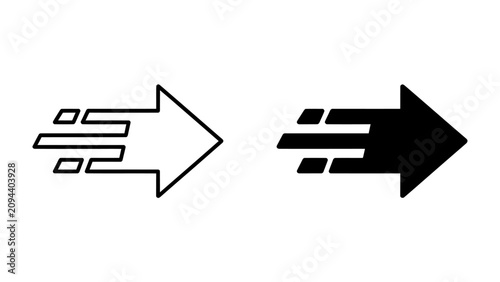Canvas Print Speed and Direction: Two distinct arrow icons, one outlined and one solid black, convey a sense of rapid movement and forward momentum