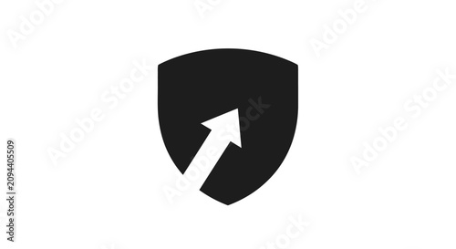 Shield with upward arrow icon, symbolizing security, growth, and protection