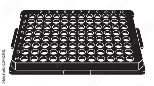 Tableau sur toile Microplate with 96 Wells Arranged in 8 Rows and 12 Columns for Laboratory Use Fe