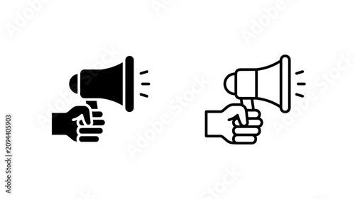 Fotografía Hand Holding Megaphone Glyph Outline Icon Set for Marketing