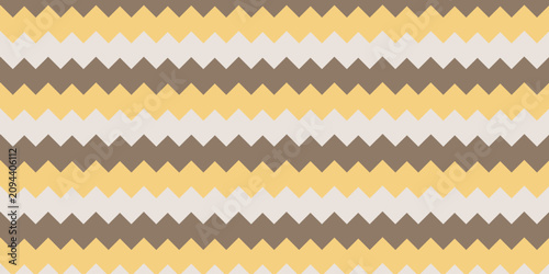 Seamless zigzag stripe pattern with beige, brown, and cream colors. Retro geometric background for fabric, wallpaper, wrapping paper, textile, and surface design.